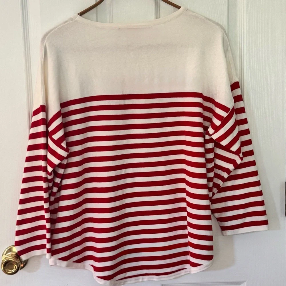 Philosophy Republic Red White Striped Lightweight Sweater Heart – Size 1X - Picture 6 of 6
